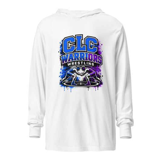 Performance | Hooded Long Sleeve T Shirt | Clear Lake - Clayton Wrestling | Emblem Logo