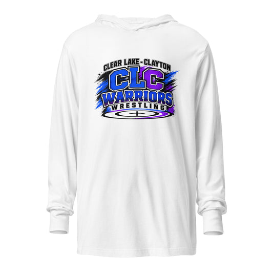 Performance | Hooded Long Sleeve T Shirt | Clear Lake - Clayton Wrestling | Vanguard Logo