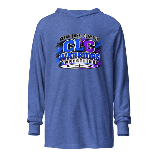 Performance | Hooded Long Sleeve T Shirt | Clear Lake - Clayton Wrestling | Vanguard Logo