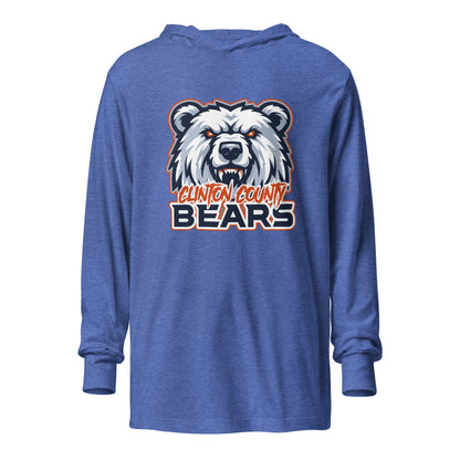 Performance | Hooded Long Sleeve T Shirt | CLINTON COUNTY BEARS | Bears Mascot Logo