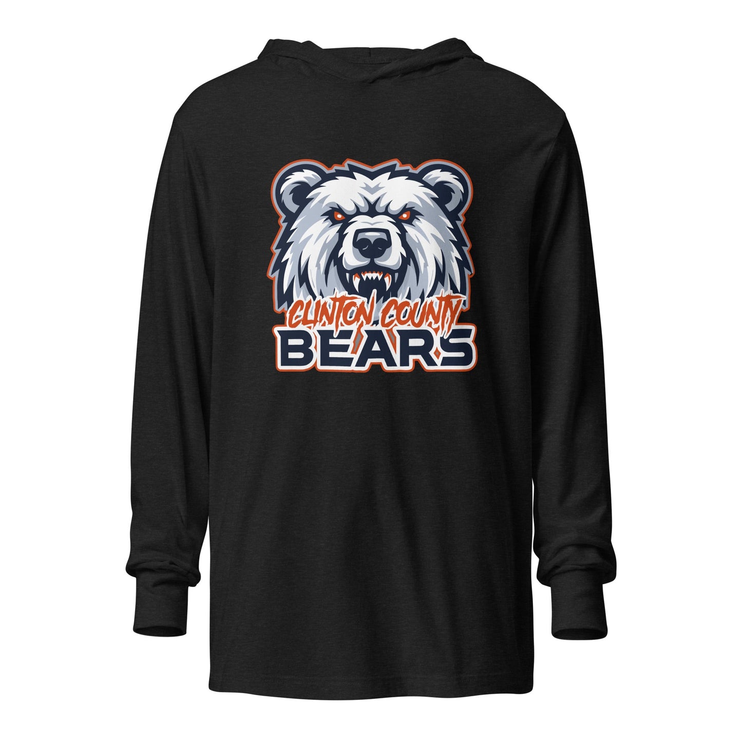 Performance | Hooded Long Sleeve T Shirt | CLINTON COUNTY BEARS | Bears Mascot Logo