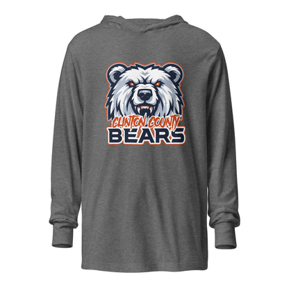 Performance | Hooded Long Sleeve T Shirt | CLINTON COUNTY BEARS | Bears Mascot Logo