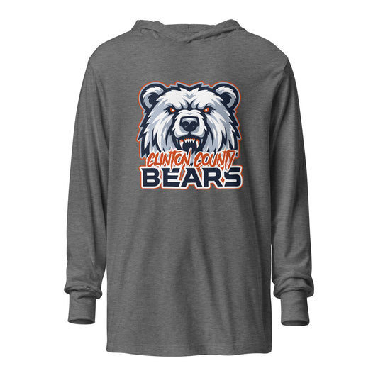 Performance | Hooded Long Sleeve T Shirt | CLINTON COUNTY BEARS | Bears Mascot Logo