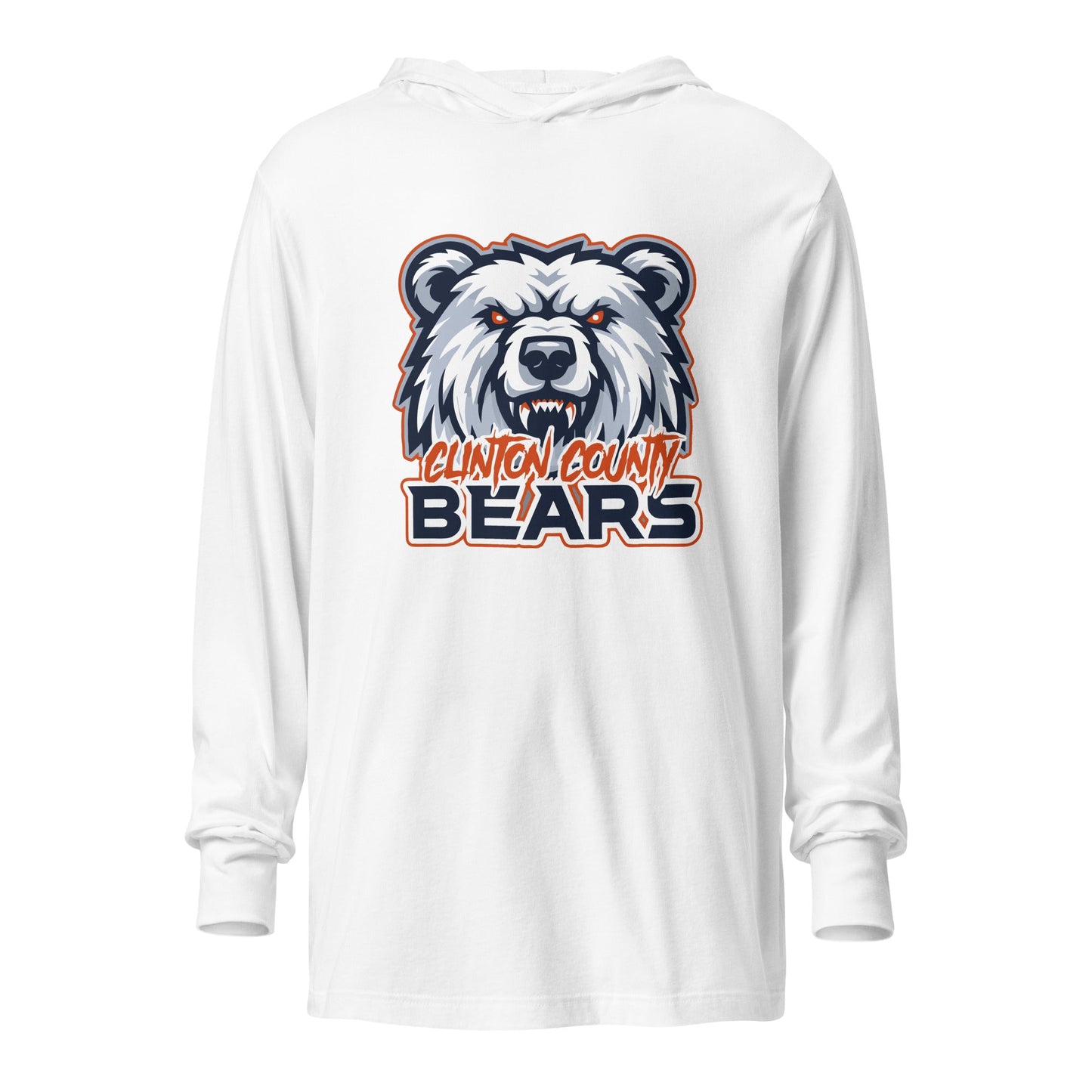 Performance | Hooded Long Sleeve T Shirt | CLINTON COUNTY BEARS | Bears Mascot Logo