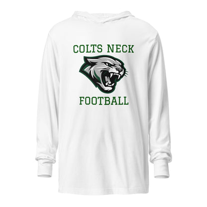 Performance | Hooded Long Sleeve T Shirt | Colts Neck Cougars | Youth Tackle Football (AYF) | Green Predator Logo