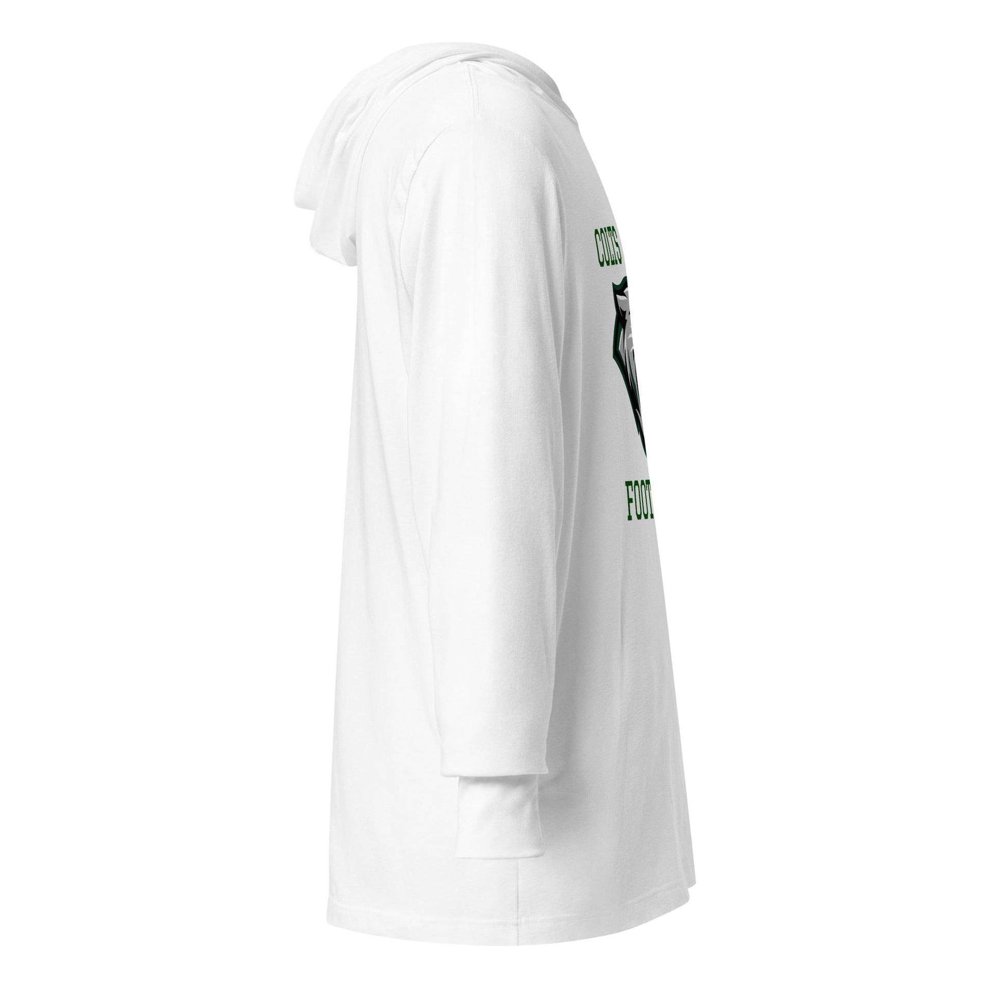 Performance | Hooded Long Sleeve T Shirt | Colts Neck Cougars | Youth Tackle Football (AYF) | Green Predator Logo