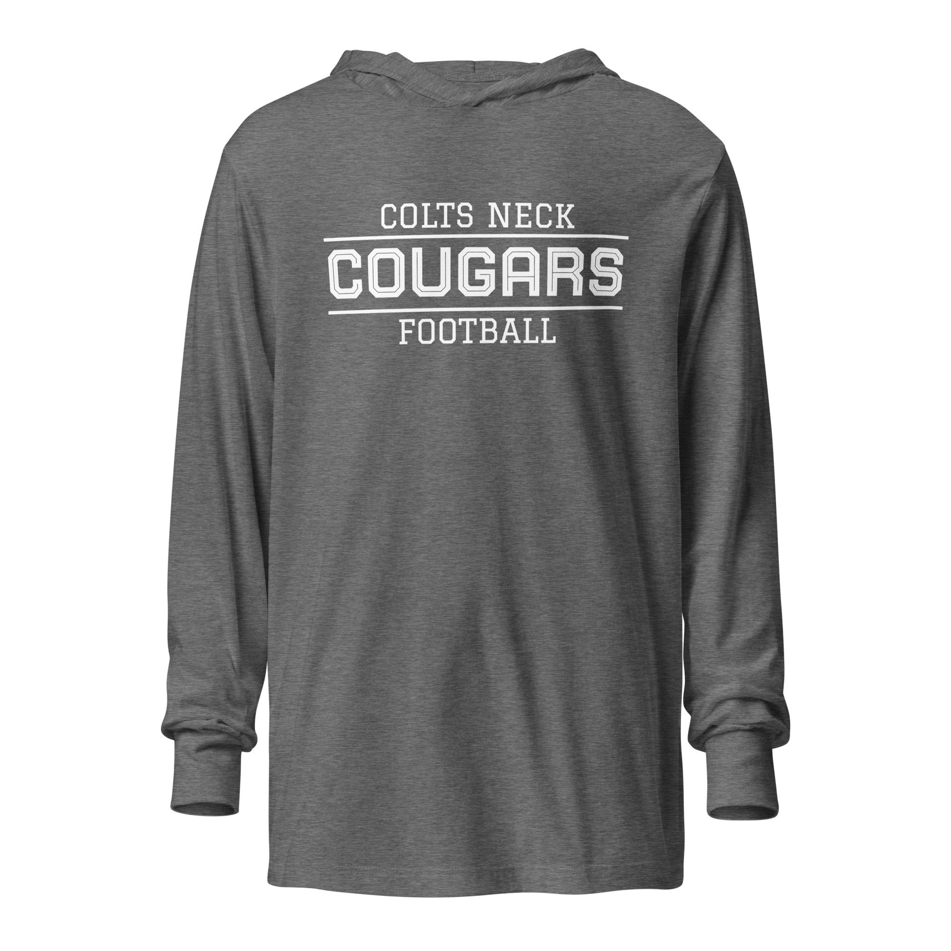 Performance | Hooded Long Sleeve T Shirt | Colts Neck Cougars | Youth Tackle Football (AYF) | Script Logo