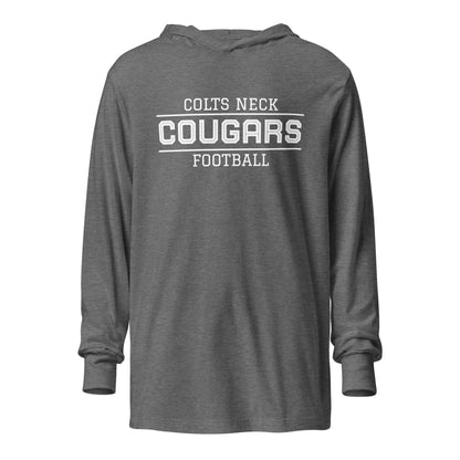 Performance | Hooded Long Sleeve T Shirt | Colts Neck Cougars | Youth Tackle Football (AYF) | Script Logo