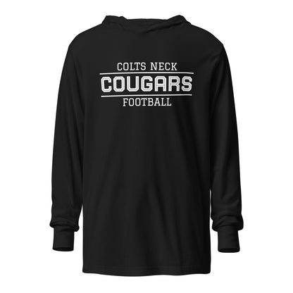 Performance | Hooded Long Sleeve T Shirt | Colts Neck Cougars | Youth Tackle Football (AYF) | Script Logo