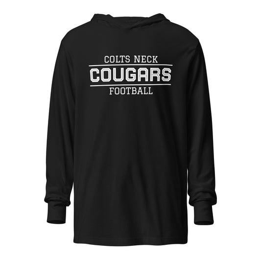 Performance | Hooded Long Sleeve T Shirt | Colts Neck Cougars | Youth Tackle Football (AYF) | Script Logo