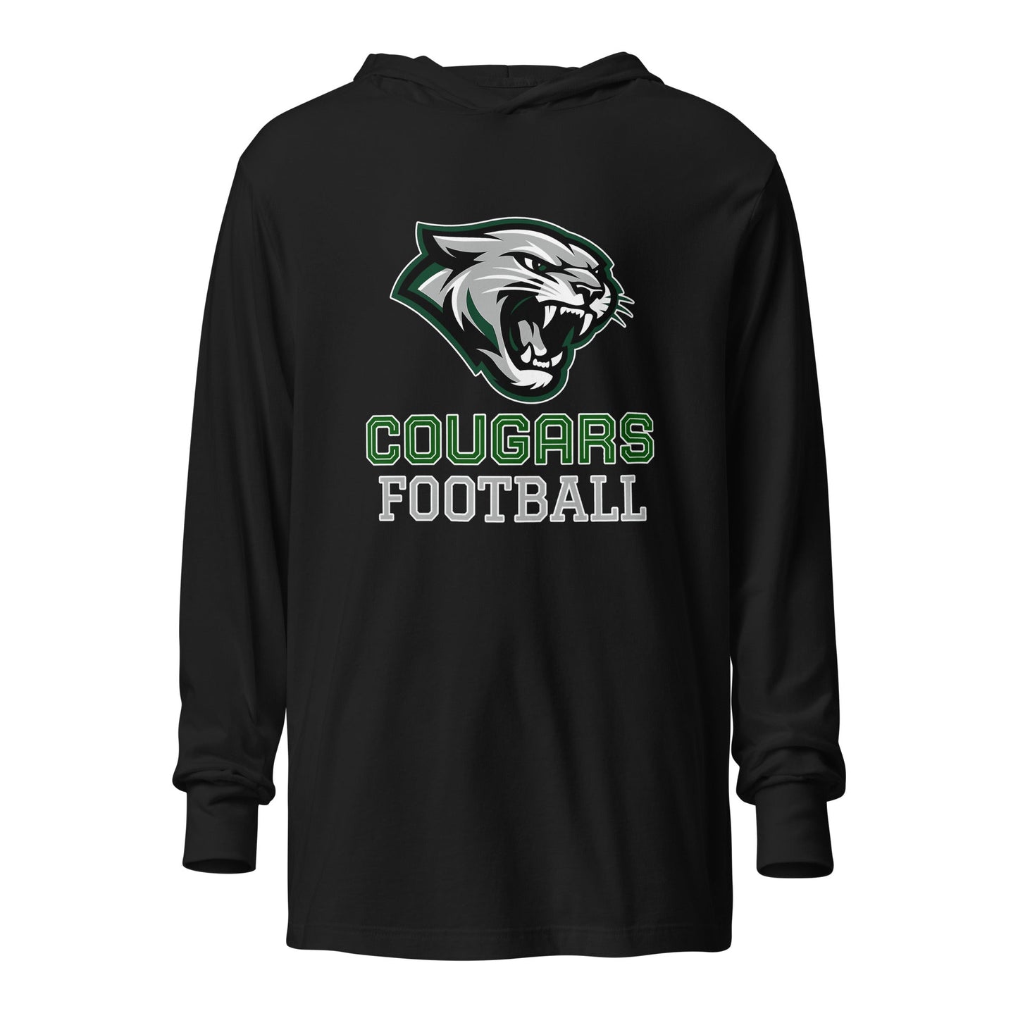 Performance | Hooded Long Sleeve T Shirt | Colts Neck Cougars | Youth Tackle Football (AYF) | Strike Mascot Logo
