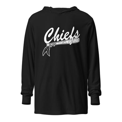 Performance | Hooded Long Sleeve T Shirt | Connetquot Chiefs | Letter Crest Logo