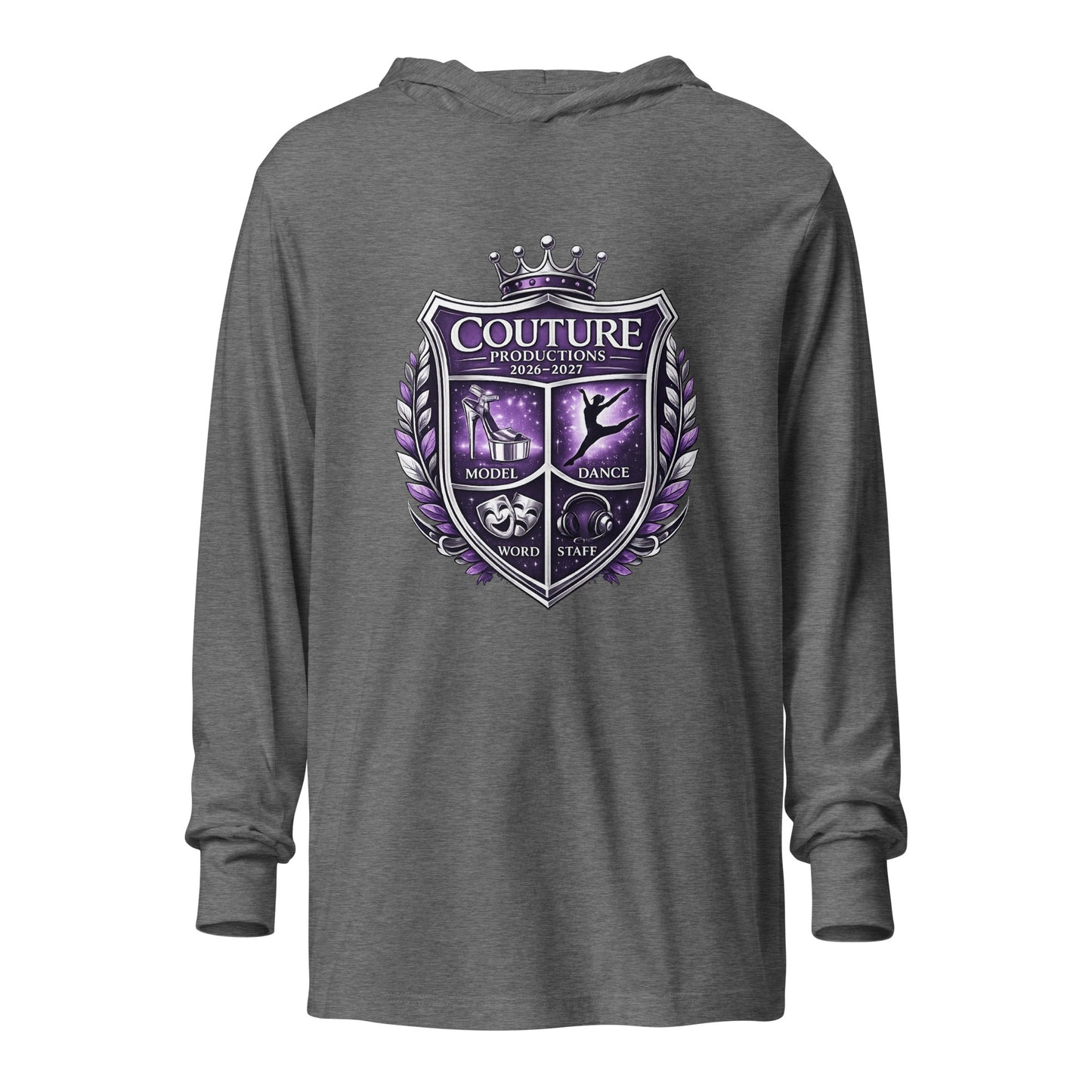Performance | Hooded Long Sleeve T Shirt | Couture Productions | Couture Shield Logo