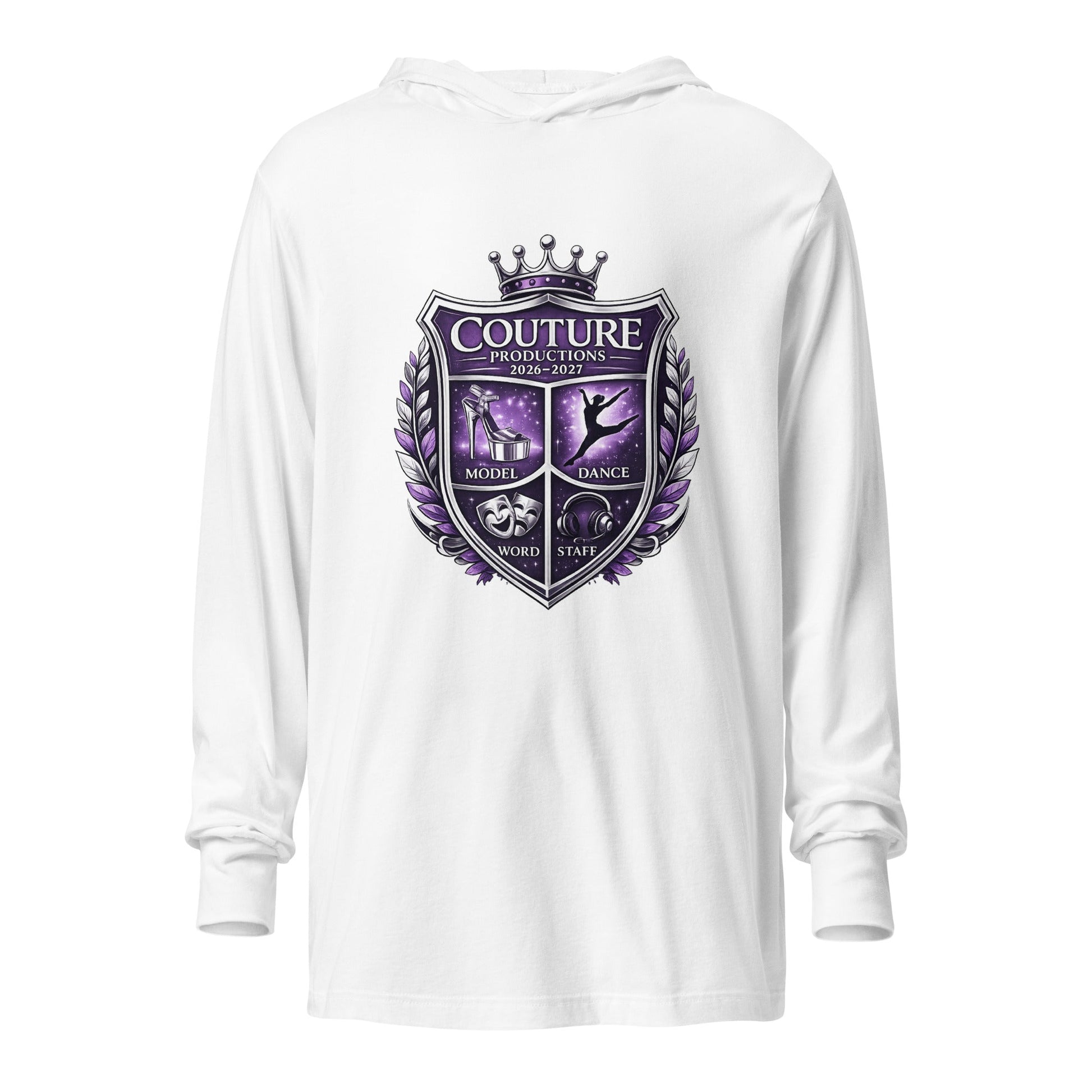 Performance | Hooded Long Sleeve T Shirt | Couture Productions | Couture Shield Logo