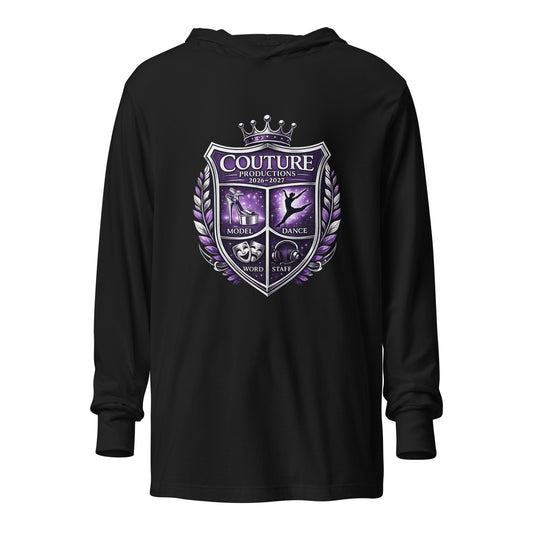 Performance | Hooded Long Sleeve T Shirt | Couture Productions | Couture Shield Logo
