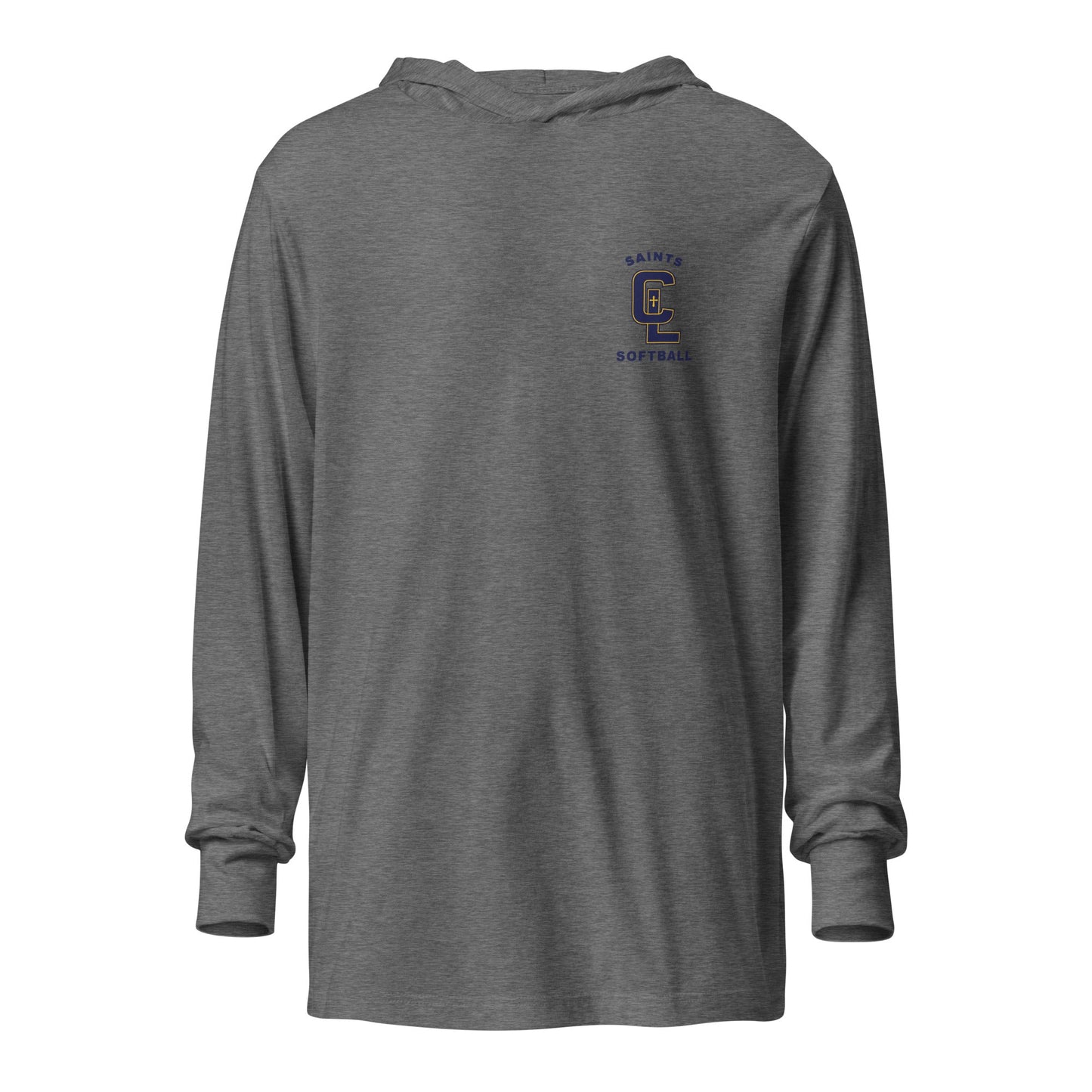 Performance | Hooded Long Sleeve T Shirt | Crean Lutheran Softball | Navy CL Softball Logo