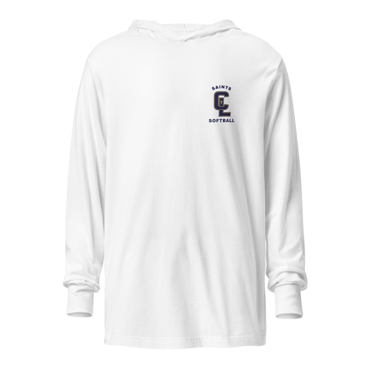 Performance | Hooded Long Sleeve T Shirt | Crean Lutheran Softball | Navy CL Softball Logo