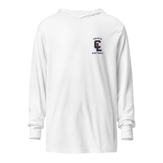 Performance | Hooded Long Sleeve T Shirt | Crean Lutheran Softball | Navy CL Softball Logo