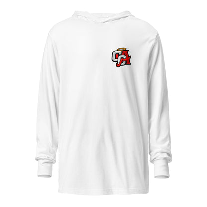Performance | Hooded Long Sleeve T Shirt | Cross City Angels | Angelic Fury Logo