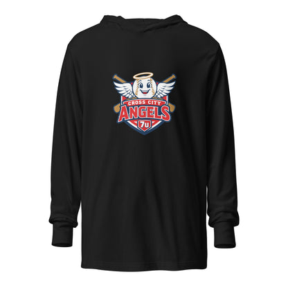 Performance | Hooded Long Sleeve T Shirt | Cross City Angels | Shield Logo