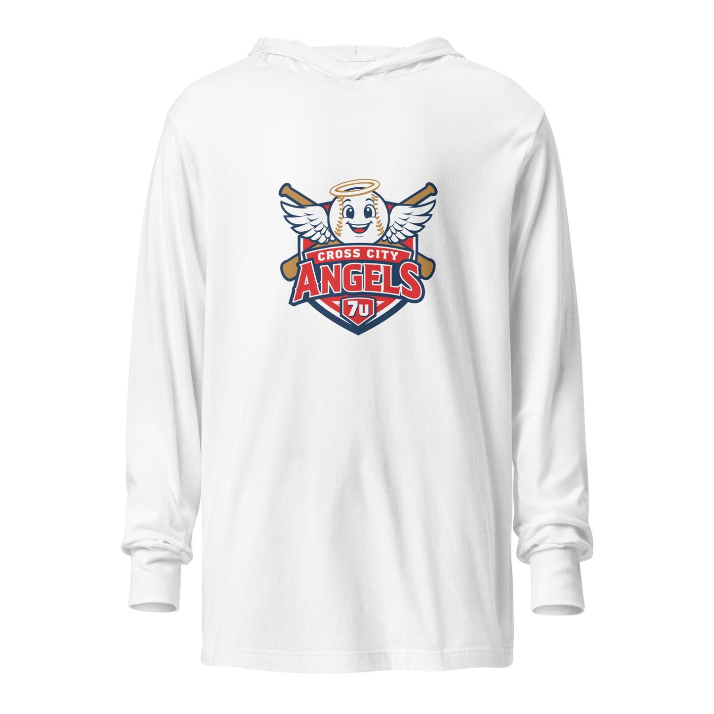 Performance | Hooded Long Sleeve T Shirt | Cross City Angels | Shield Logo
