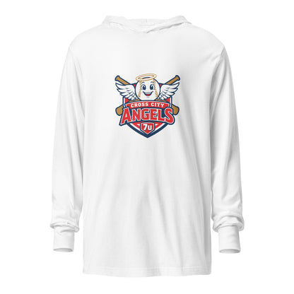 Performance | Hooded Long Sleeve T Shirt | Cross City Angels | Shield Logo