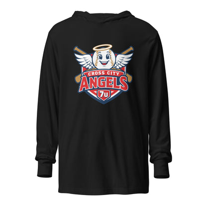Performance | Hooded Long Sleeve T Shirt | Cross City Angels | Shield Logo