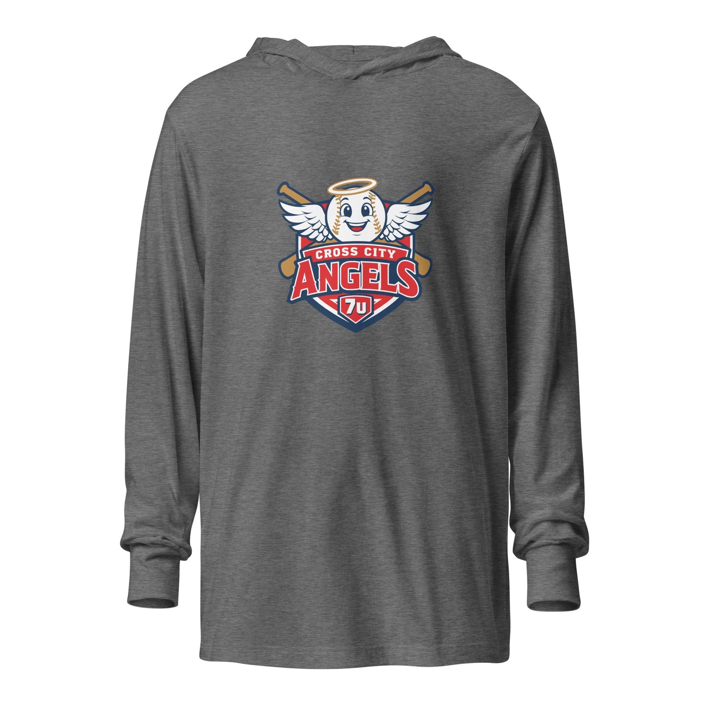 Performance | Hooded Long Sleeve T Shirt | Cross City Angels | Shield Logo