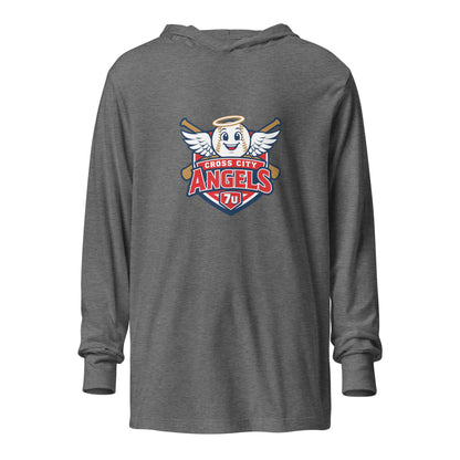 Performance | Hooded Long Sleeve T Shirt | Cross City Angels | Shield Logo