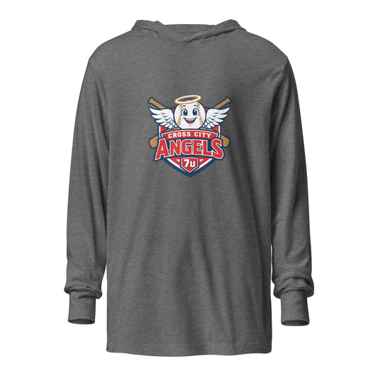Performance | Hooded Long Sleeve T Shirt | Cross City Angels | Shield Logo