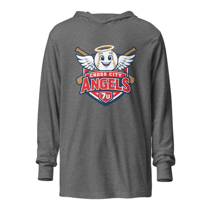 Performance | Hooded Long Sleeve T Shirt | Cross City Angels | Shield Logo