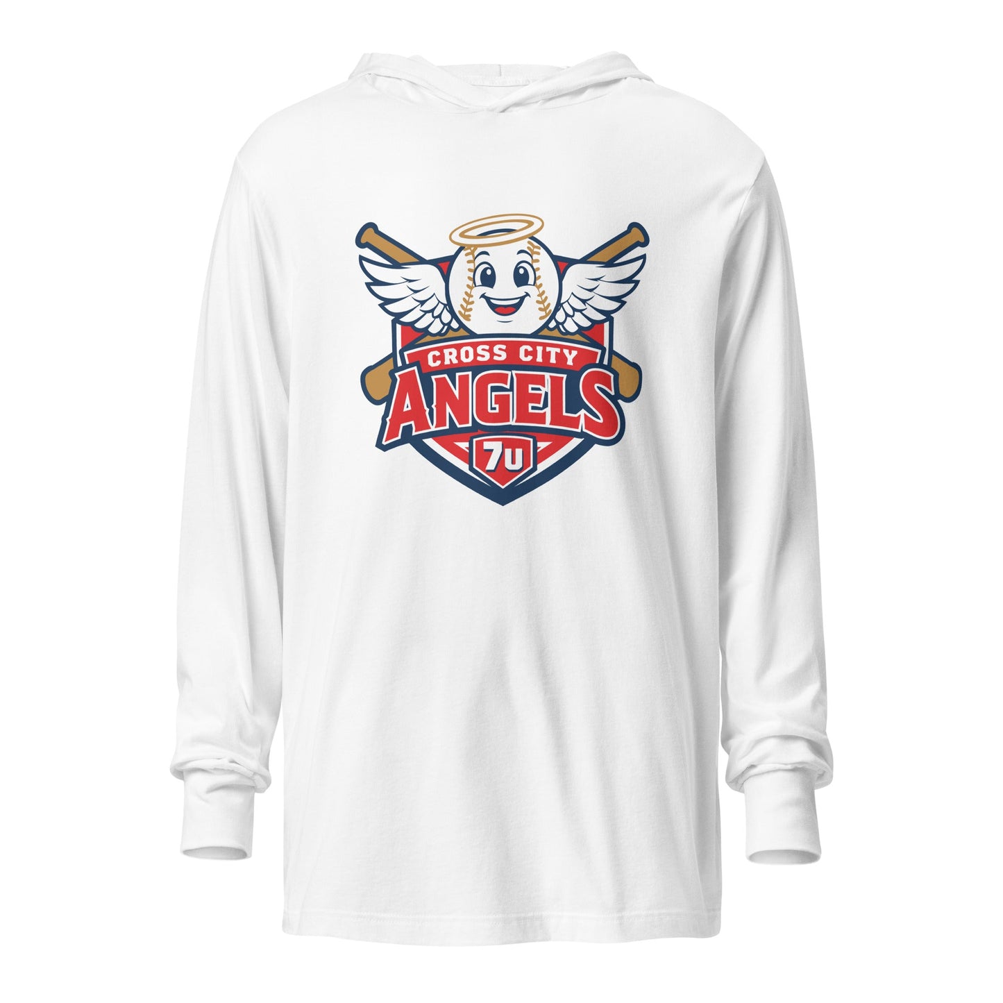 Performance | Hooded Long Sleeve T Shirt | Cross City Angels | Shield Logo