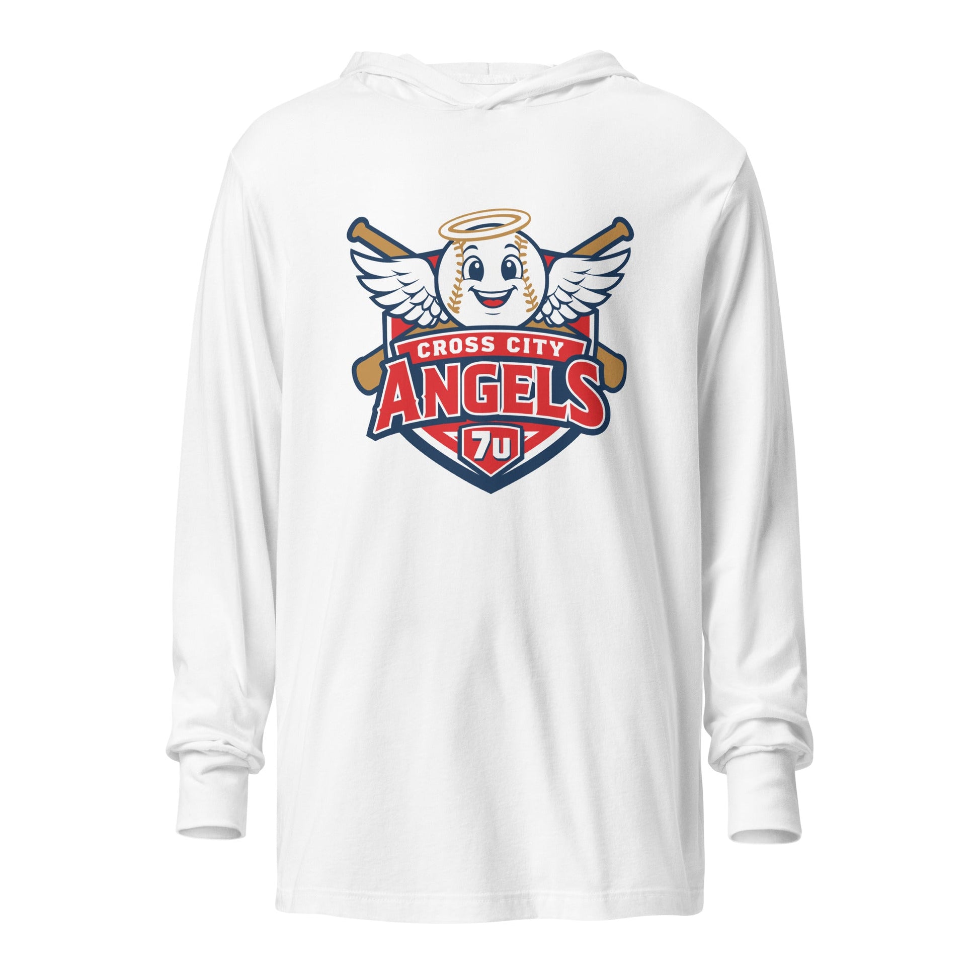 Performance | Hooded Long Sleeve T Shirt | Cross City Angels | Shield Logo