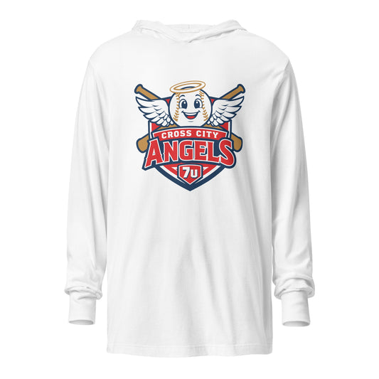 Performance | Hooded Long Sleeve T Shirt | Cross City Angels | Shield Logo