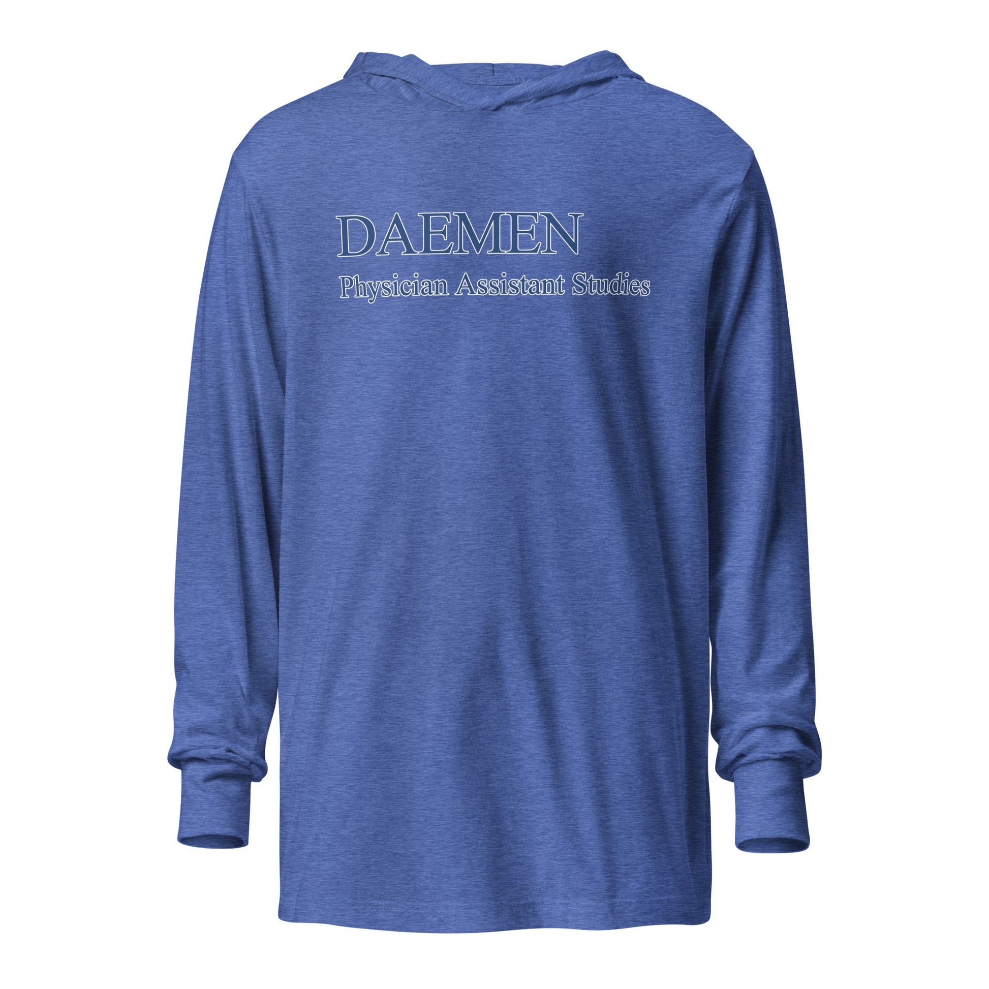 Performance | Hooded Long Sleeve T Shirt | Daemen Physician Assistant | Care Collective Logo