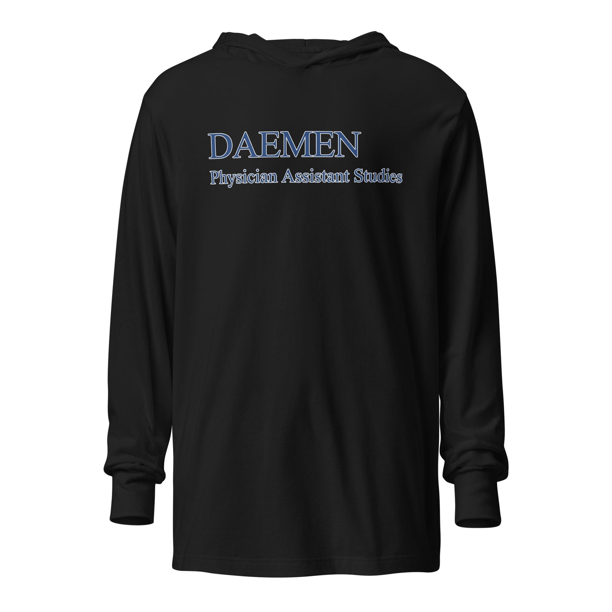 Performance | Hooded Long Sleeve T Shirt | Daemen Physician Assistant | Care Collective Logo