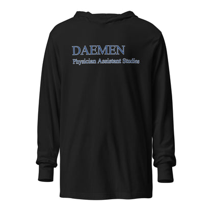 Performance | Hooded Long Sleeve T Shirt | Daemen Physician Assistant | Care Collective Logo