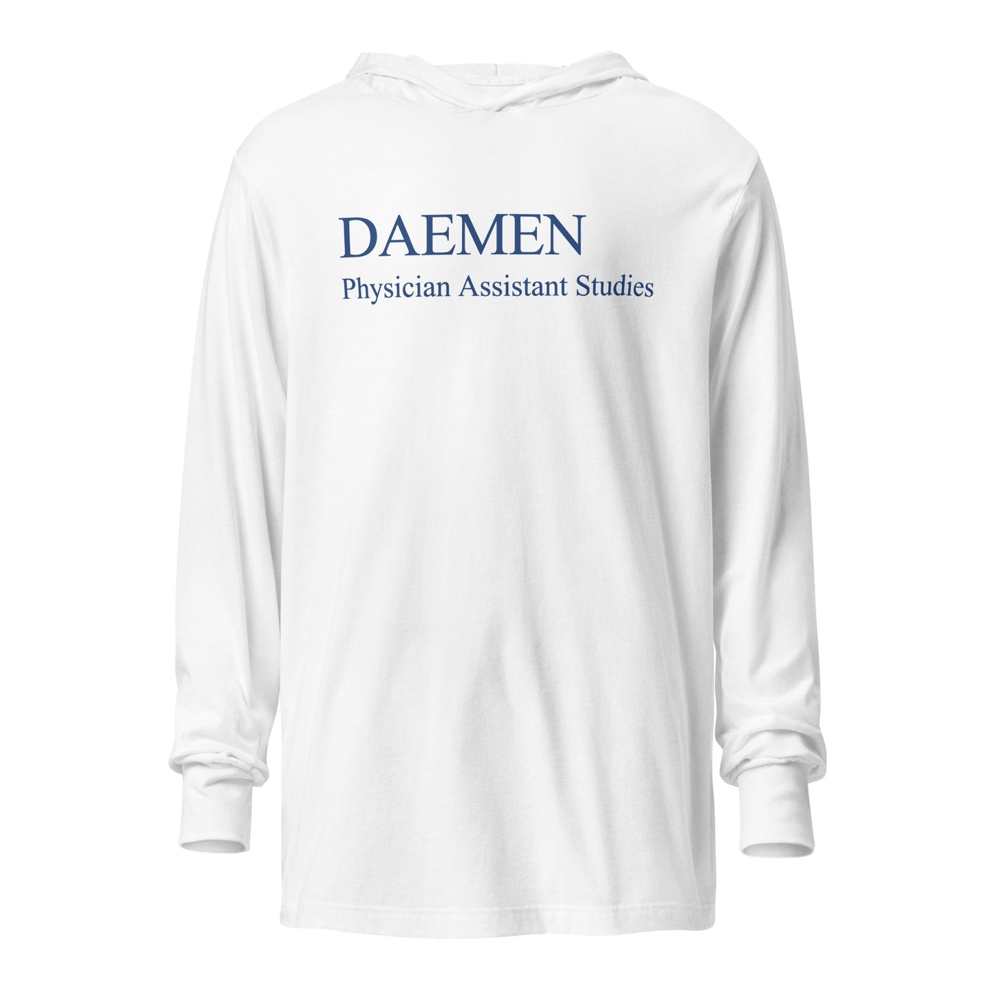 Performance | Hooded Long Sleeve T Shirt | Daemen Physician Assistant | Care Collective Logo
