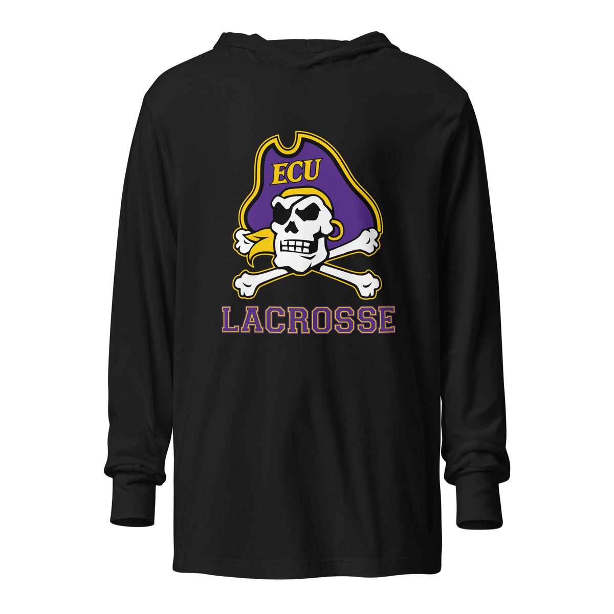 Performance | Hooded Long Sleeve T Shirt | ECU Club Womens Lacrosse | Ironclad Corsairs Logo