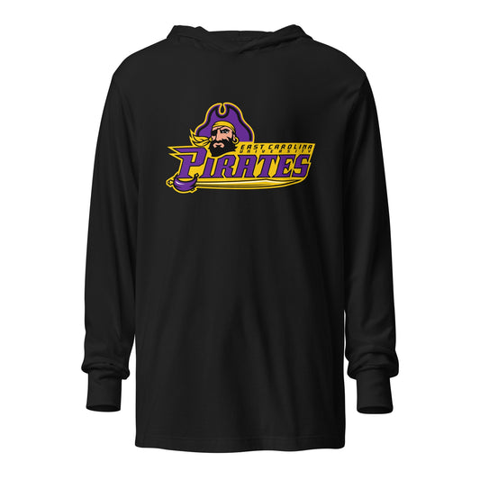 Performance | Hooded Long Sleeve T Shirt | ECU Club Womens Lacrosse | Pirate Emblem Logo