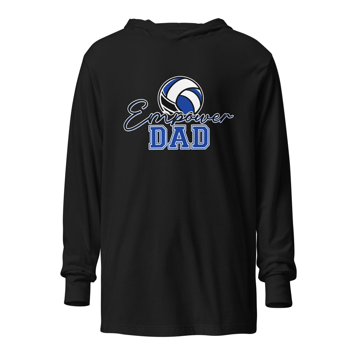 Performance | Hooded Long Sleeve T Shirt | Empower Volleyball Club | Dad Crest Logo