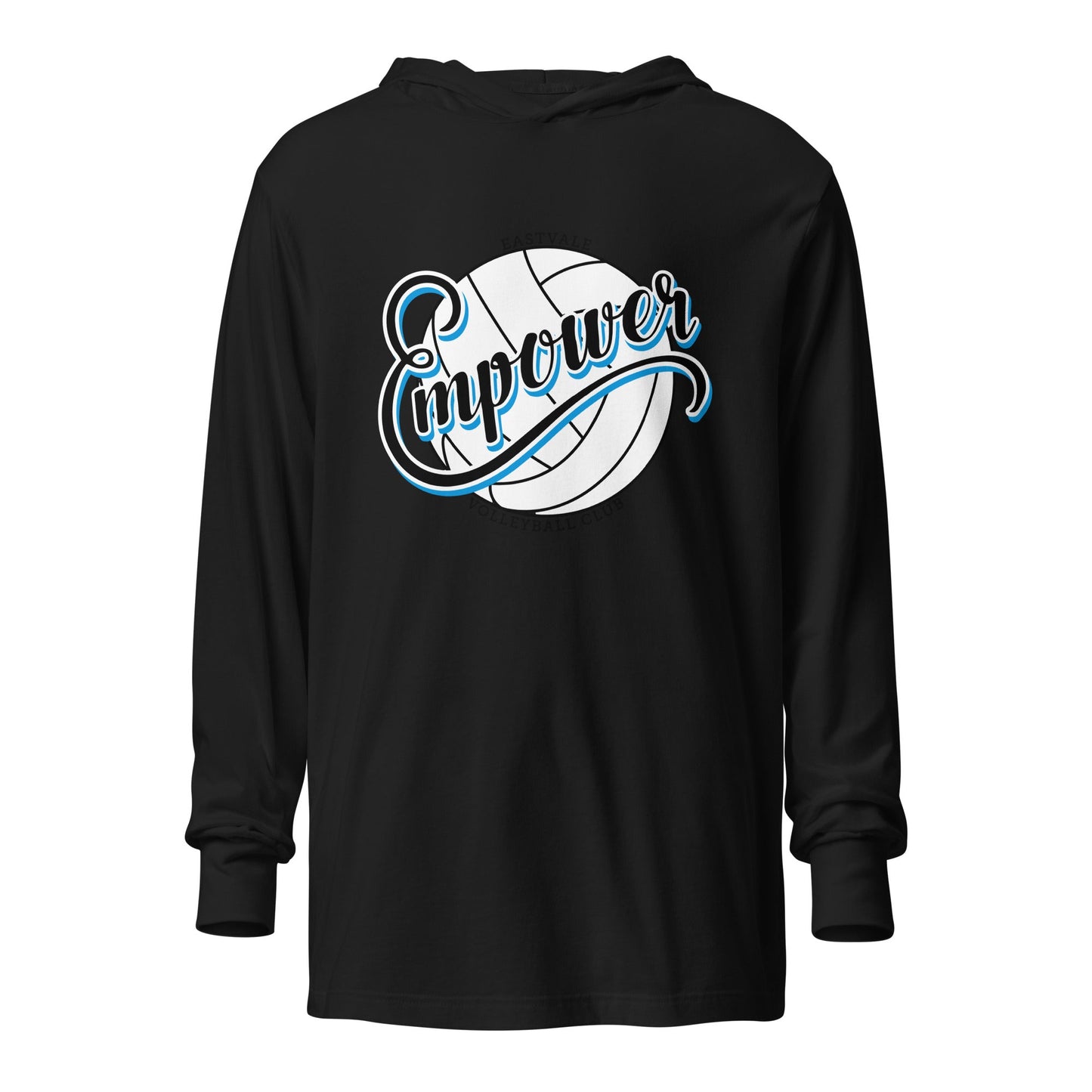 Performance | Hooded Long Sleeve T Shirt | Empower Volleyball Club | Emblem Logo
