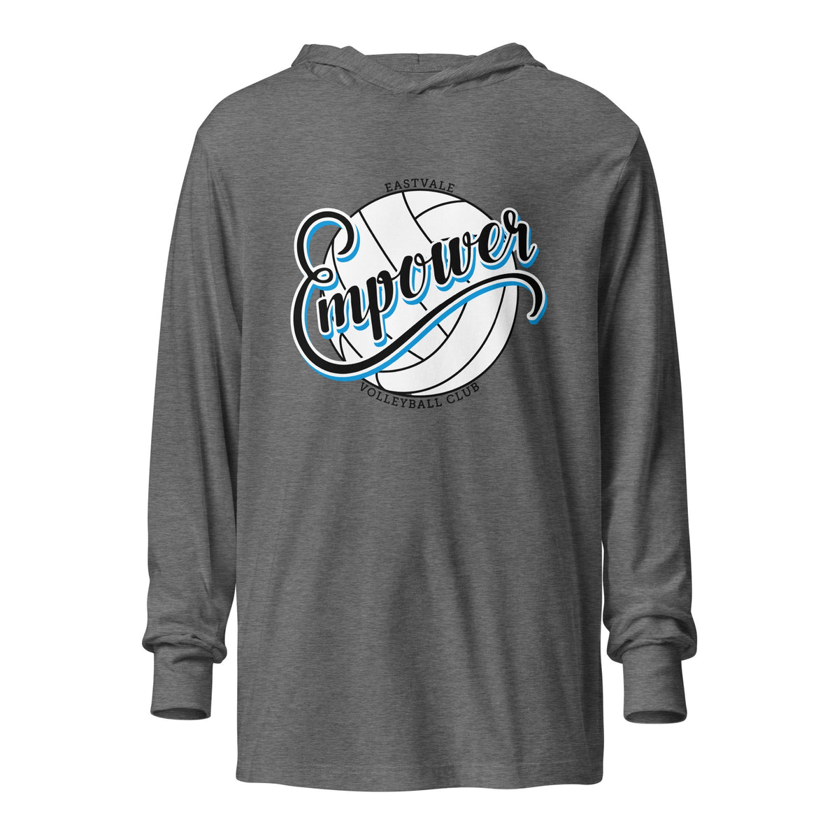 Performance | Hooded Long Sleeve T Shirt | Empower Volleyball Club | Emblem Logo