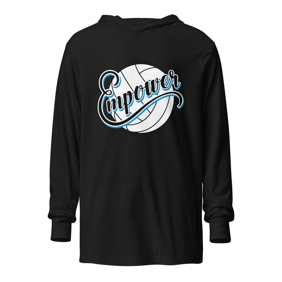 Performance | Hooded Long Sleeve T Shirt | Empower Volleyball Club | Emblem Logo