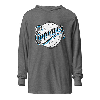 Performance | Hooded Long Sleeve T Shirt | Empower Volleyball Club | Emblem Logo