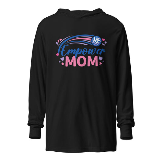 Performance | Hooded Long Sleeve T Shirt | Empower Volleyball Club | Mom Crest Logo