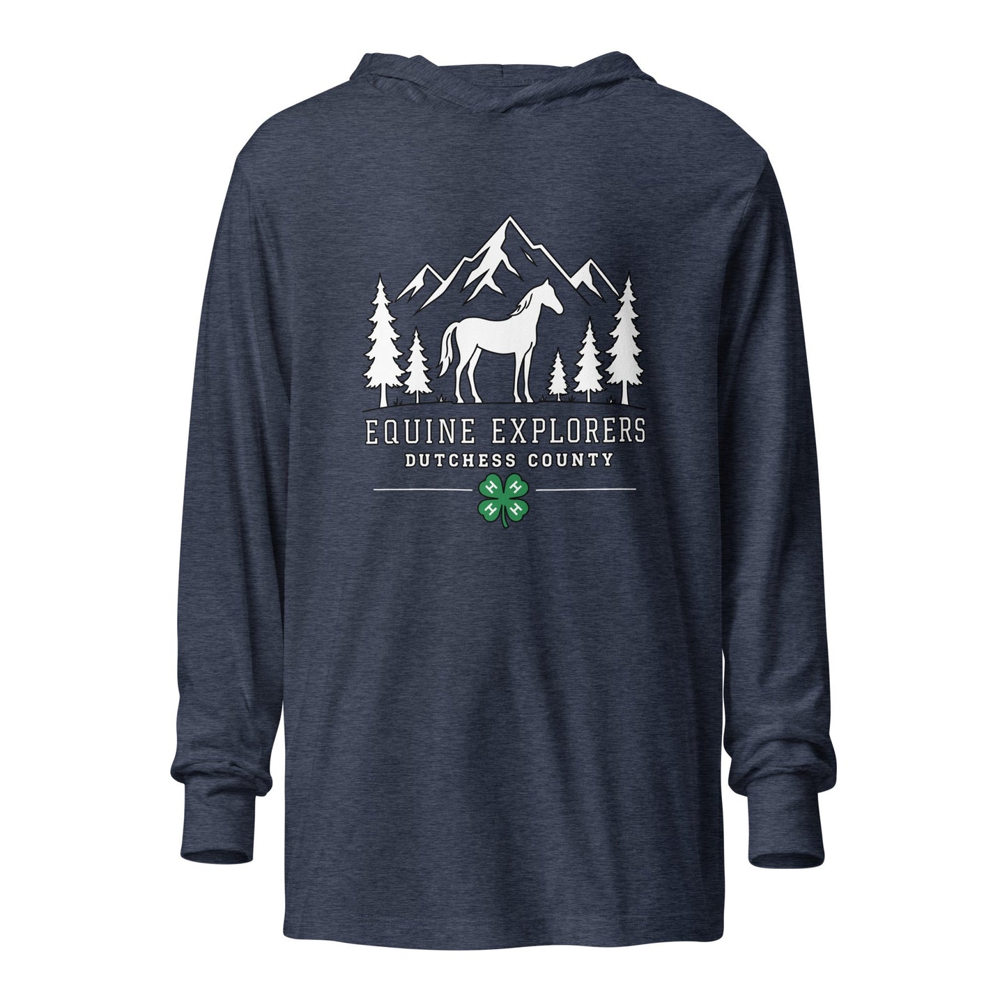Performance | Hooded Long Sleeve T Shirt | Equine Explorers | Dutchess Crest Trailblazers Logo