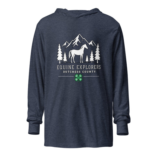 Performance | Hooded Long Sleeve T Shirt | Equine Explorers | Dutchess Crest Trailblazers Logo