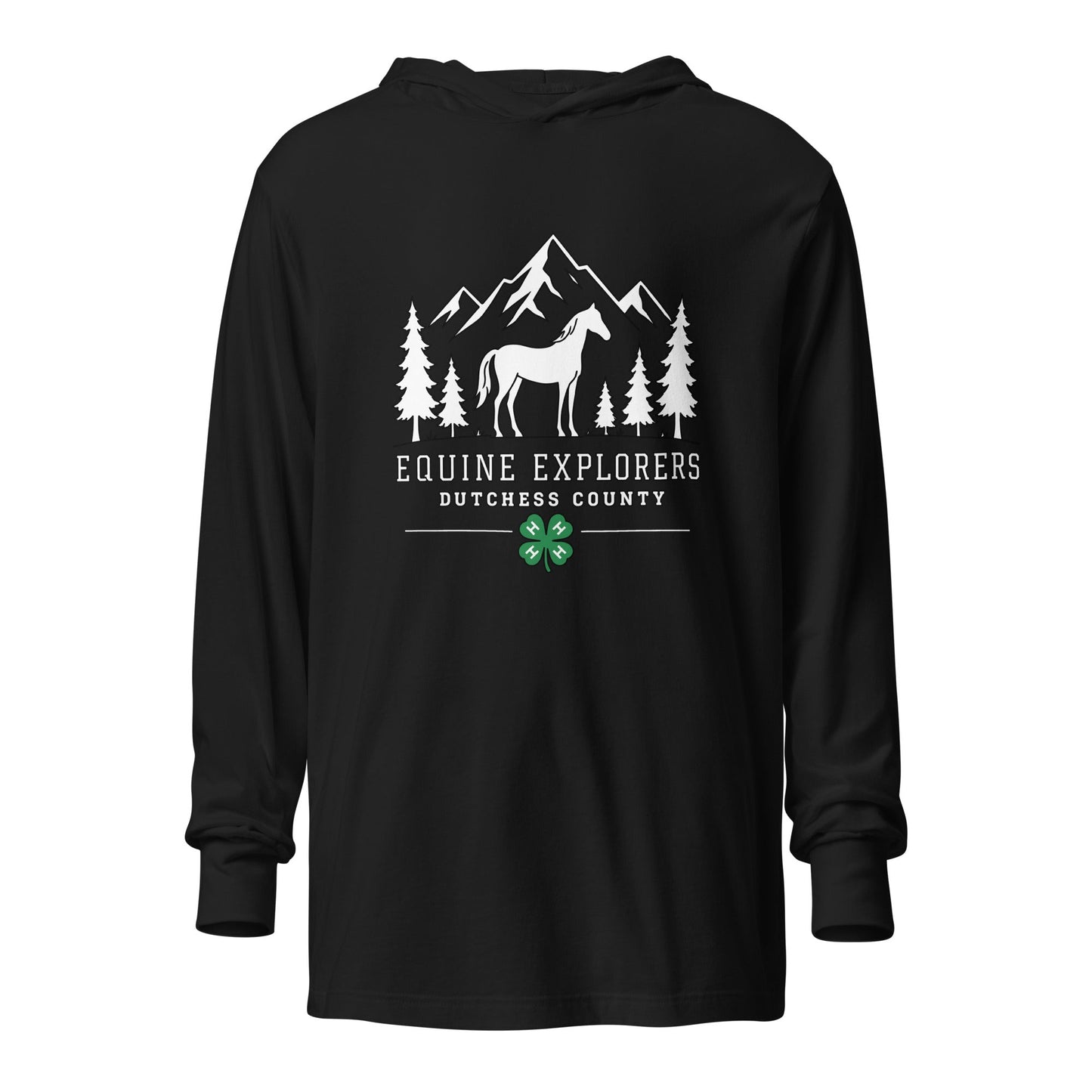Performance | Hooded Long Sleeve T Shirt | Equine Explorers | Dutchess Crest Trailblazers Logo