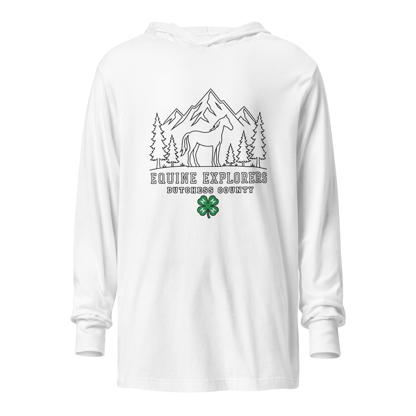 Performance | Hooded Long Sleeve T Shirt | Equine Explorers | Dutchess Crest Trailblazers Logo